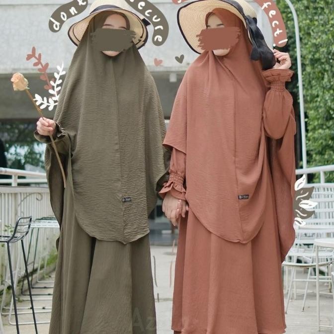 Namira Set By Azda | Gamis Set Khimar Jumbo Terbaru Bahan Crinkle