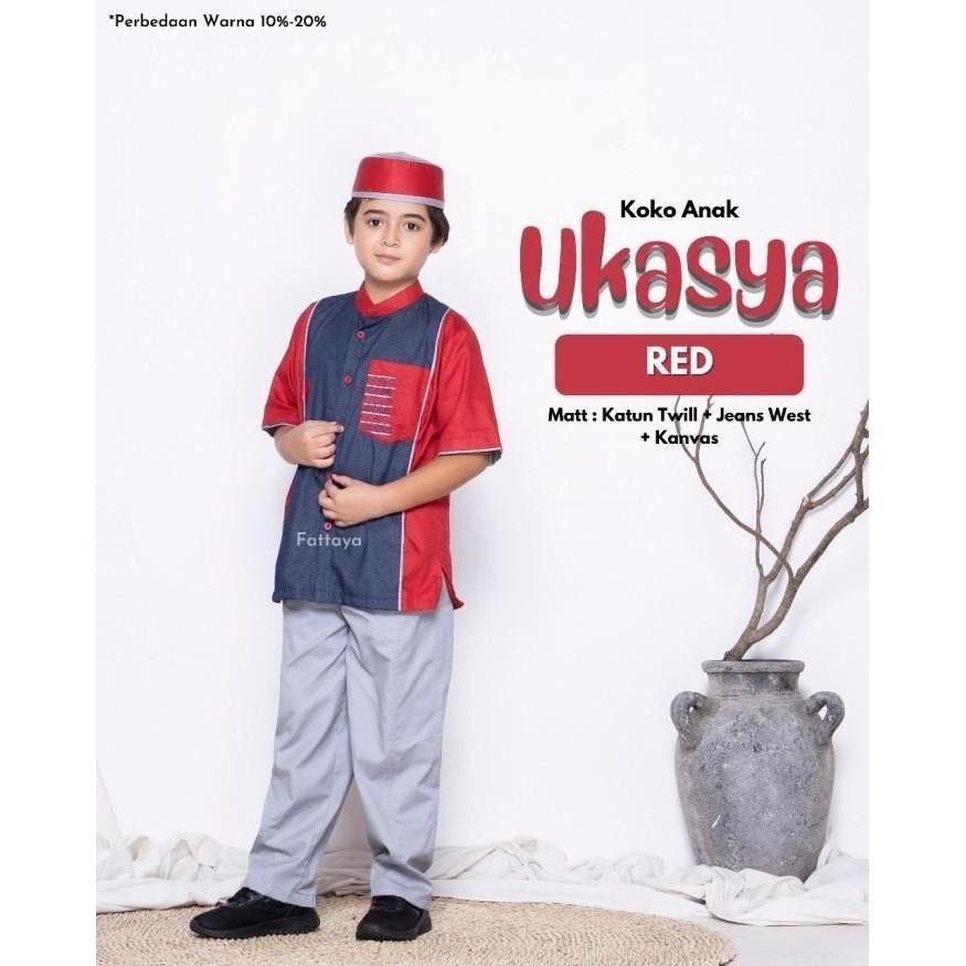 Baju Set Koko Anak Laki-Laki Ukasya By Fattaya Premium Red Berkualitas Ready