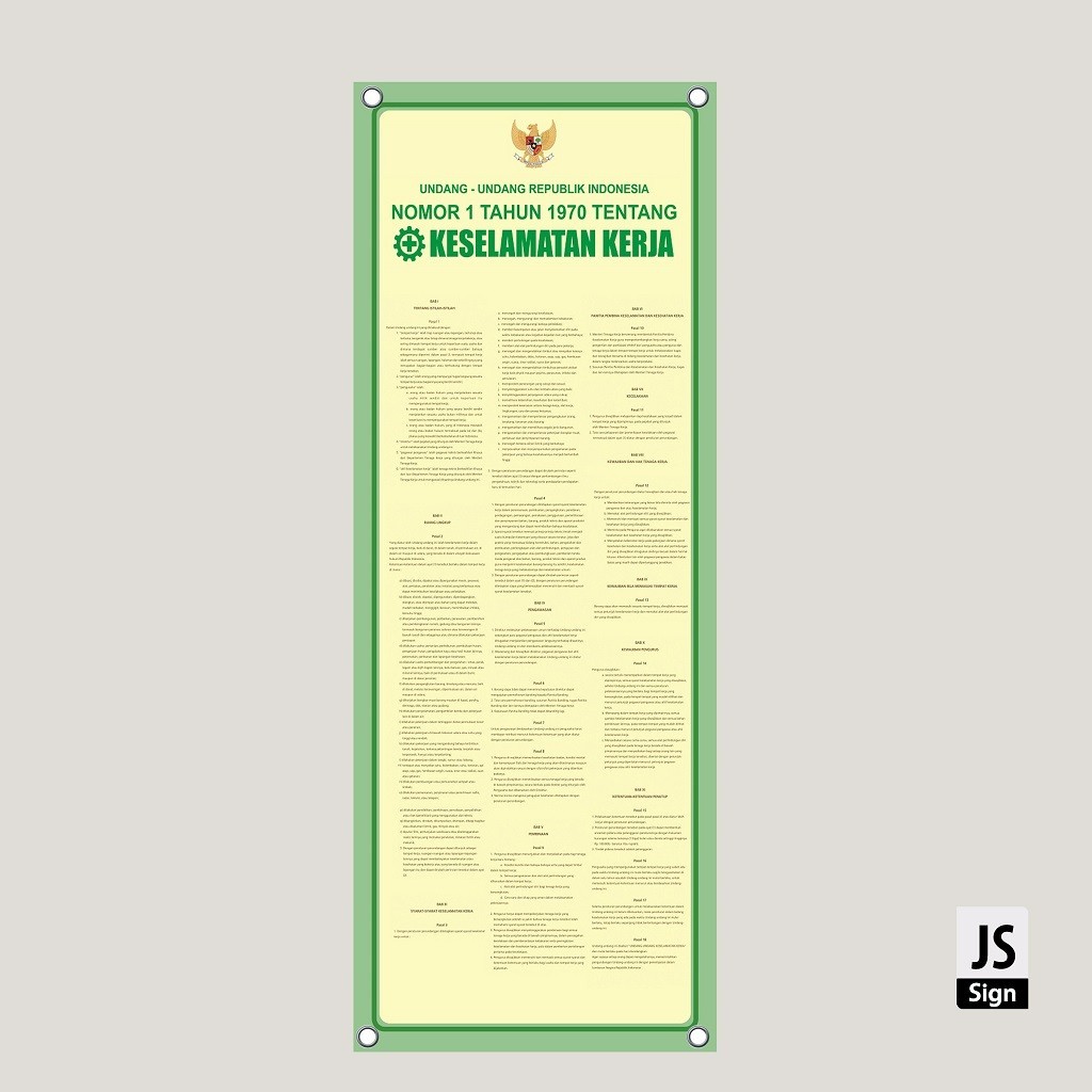 BANNER SAFETY - UU No.1 TH 1970 (TANPA TIANG)