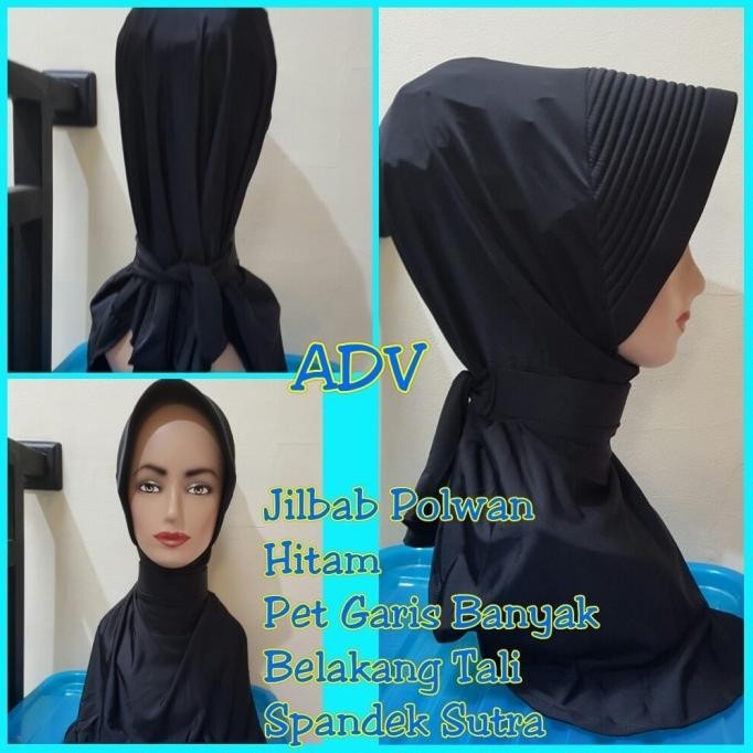 Jilbab Polwan Hitam Belakang Tali
