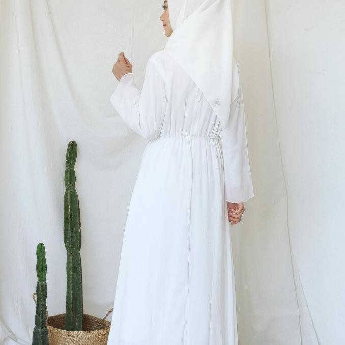Gamis Brukat Impor Putih / Baju Muslim / Dress Muslim Putih #9472