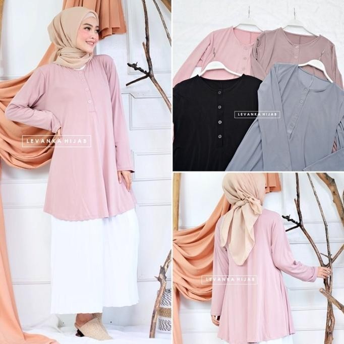Atasan Muslim Wanita Model Tunik Bahan Jersey Korea Atau Daily Tunik