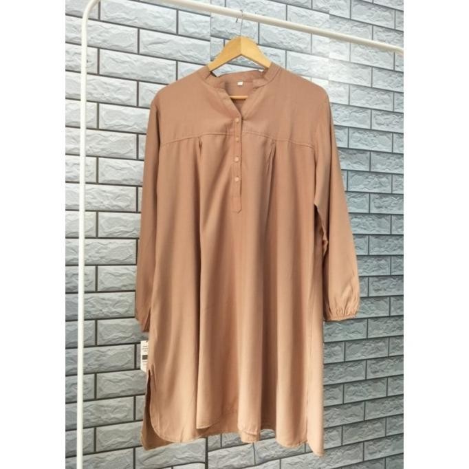 Tunik Polos Viscose Jumbo Coklat Susu
