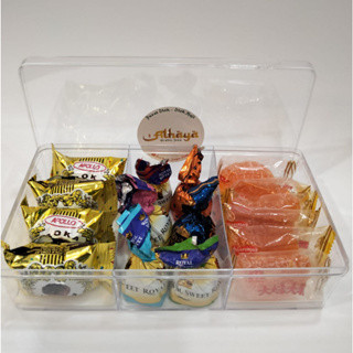 

Sajian Takjil / oleh-oleh haji dan umroh sekat 3 isi coklat rokka+jelly jeruk+ coklat turkey