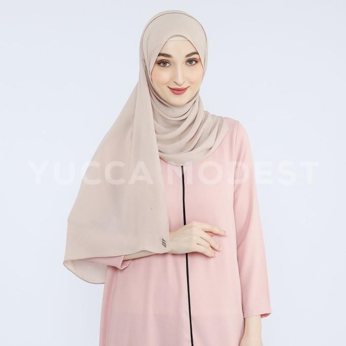 Hijab Pashmina Polos Crinkle Chiffon Safaa Dove - Yucca Modest