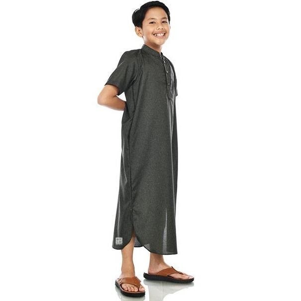 Gayalo - Jubah Gamis Anak Laki-Laki Katun Madinah Dark Grey