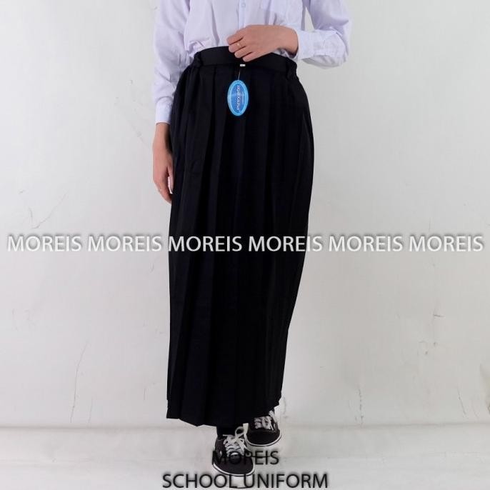 Seragam Rok Remple/Rempel Panjang Hitam Bahan Elemen (Licin)