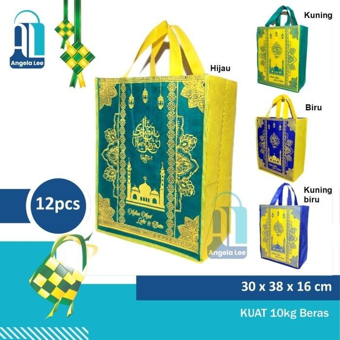 

12Pcs Tas Kain Spunbond Lebaran Paket Idul Fitri Ramadhan Syukuran Thr 083