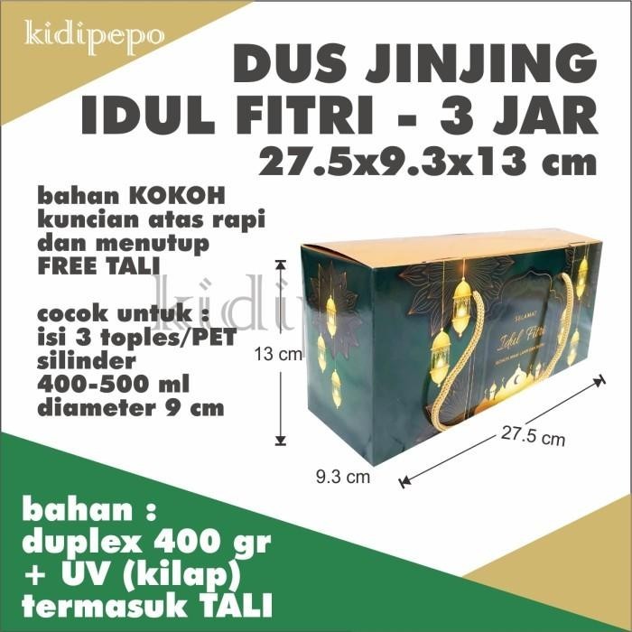 

Dus Jinjing Idul Fitri Lebaran Ukuran 27.5 X 9.3 X 13 Cm (Isi 10) 033