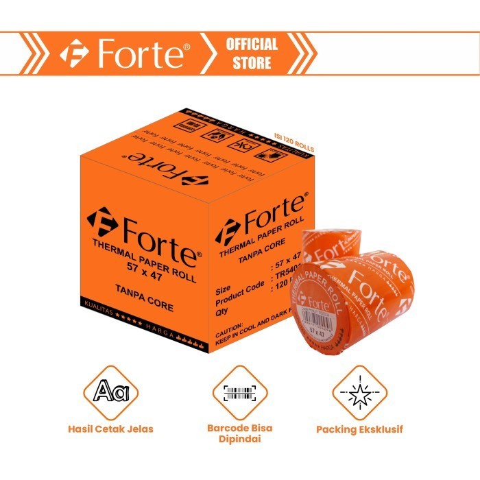 

[Forte] [Ctn/120Pcs] Kertas Thermal Struk Roll Kasir 57X47