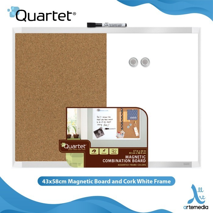 

Papan Tulis Tempel Quartet 43X58Cm Magnetic Board And Cork White Frame