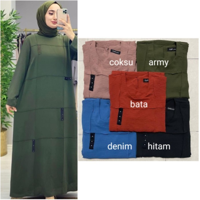 Gamis Turki Livea Jumbo Ld 110 120 130 140 150 Cringkle Simple Mewah DiskonR33A