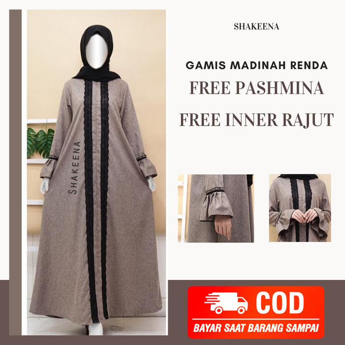Baju Muslim Gamis Wanita Syari Terbaru Katun Madinah Kombinasi HotR33A