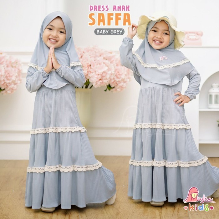 Dress Anak Saffa Miulan Set Gamis Plisket Anak 1-4 Thn Dress Muslim SaleR33A