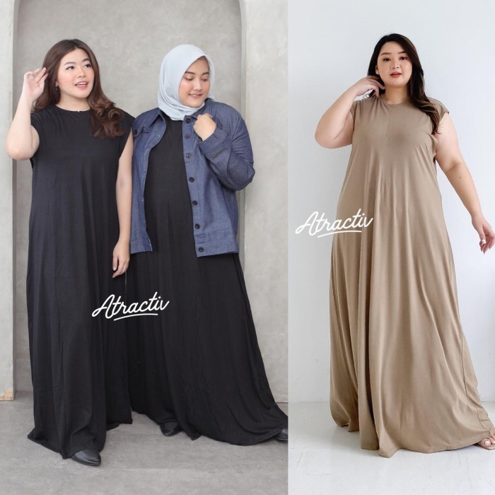 Atractiv Dress Kaos Tanpa Lengan Jumbo Ld130 Ld142 Manset Gamis Jumbo SaleR33A