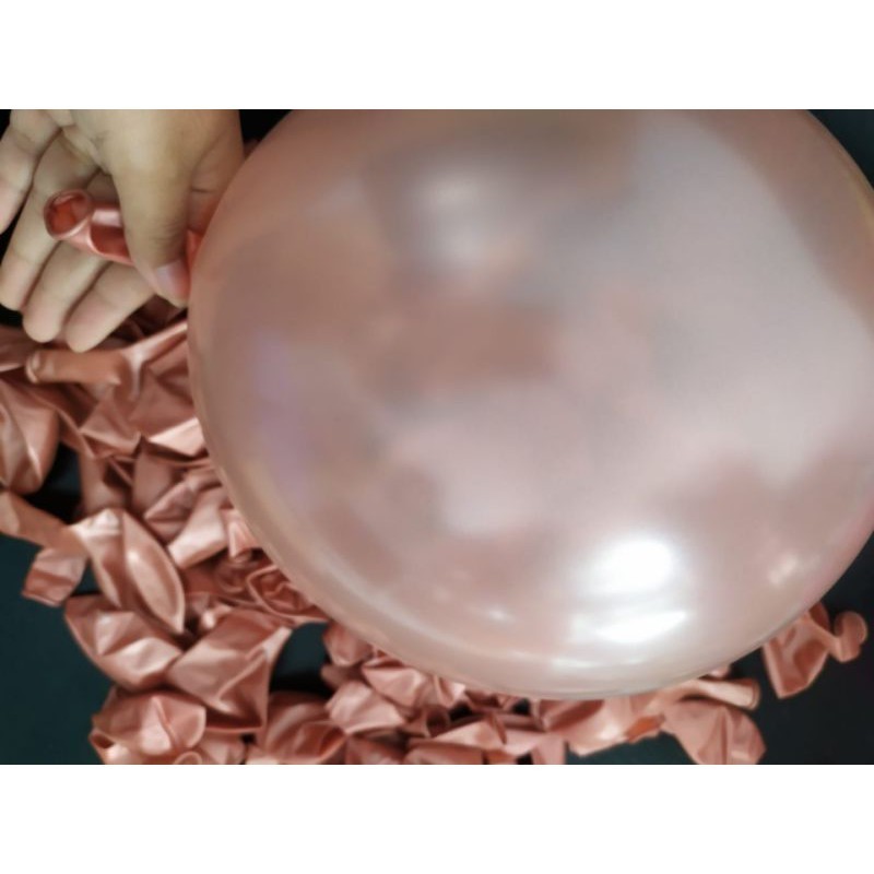balon latex 12 inch warna rose gold Metalik