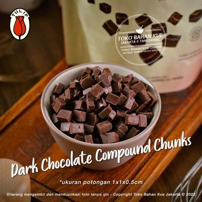 

Tulip Dark Chocolate Compound Choco Chunks 500Gr Cokelat Potongan