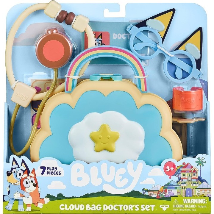 MOOSE BLUEY CLOUD BAG DOCTOR CHECK UP SET PLAYSET TOY 7 PLAY PIECES