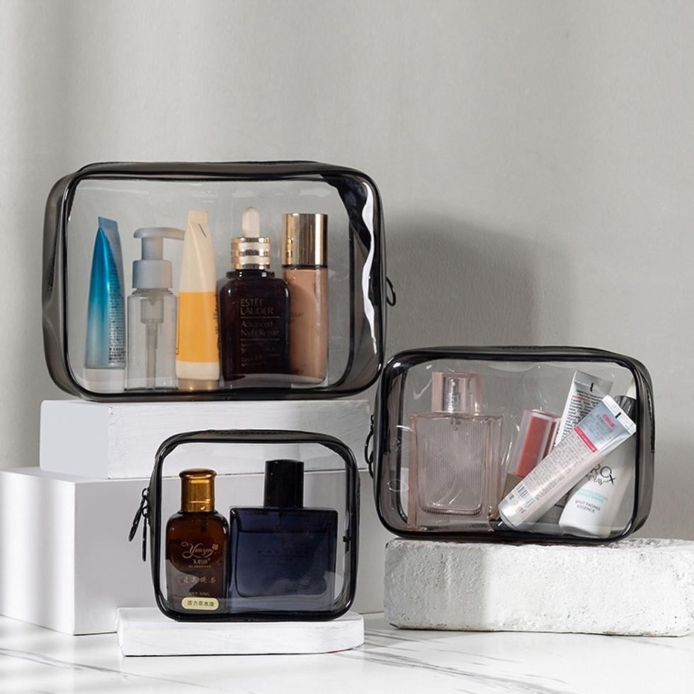 RTY Tas Pouch Kosmetik Polos Transparan Anti Air  Tempat Make Up Pouch Kosmetik Transparan TERLARIS