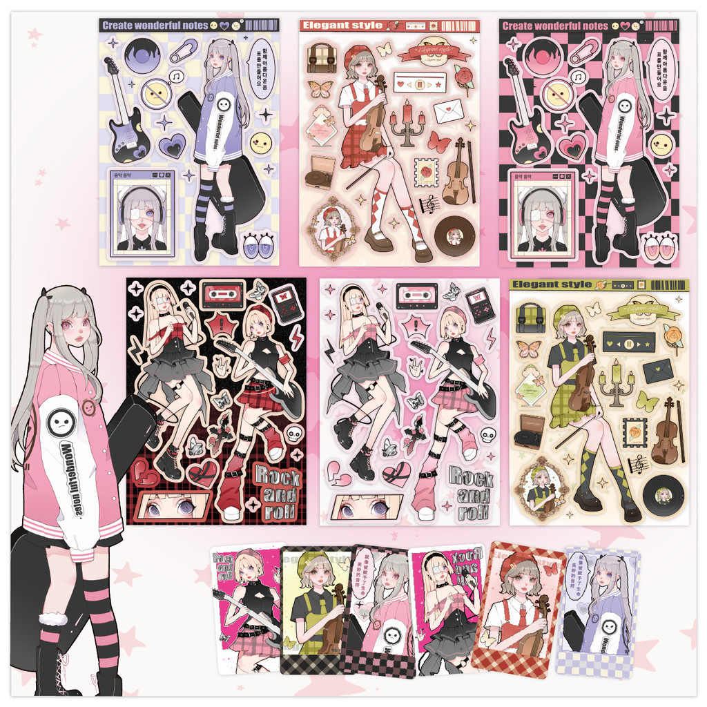 

[WindHeart] 1 Sticker pack girly style 6 lembar + 6 pcs mini card