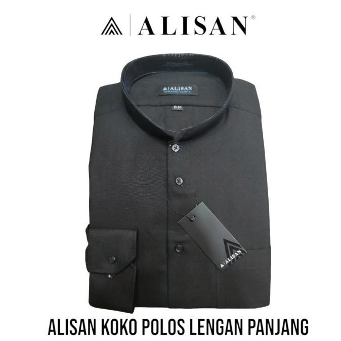 Best Seller Kemeja Alisan Lengan Panjang Koko Polos Hitam Reguler Fit Limited Edition