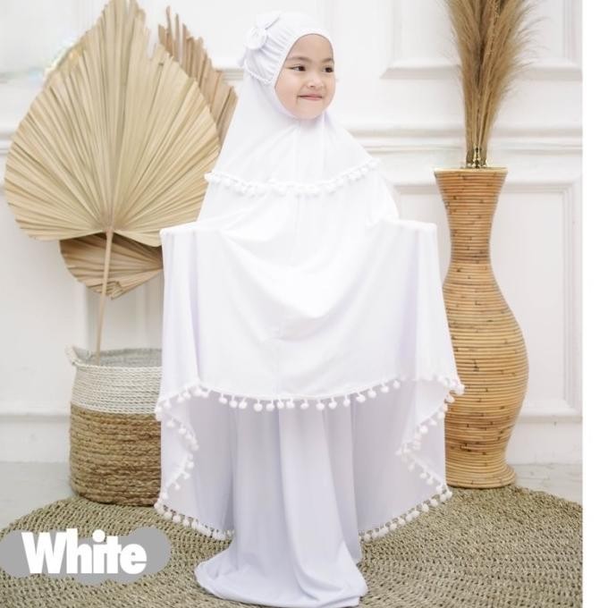 Mukena Anak Perempuan Renda Pompom Anak Sd Rukuh 4-7Tahun Zafira