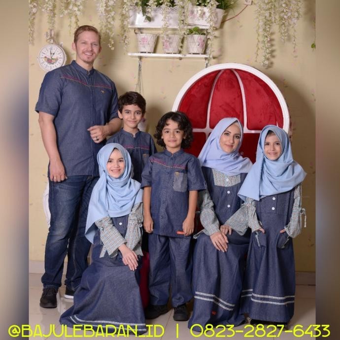 Sarimbit Baju Muslim Sarimbit Keluarga Nibras Family 51 Biru Couple Blue Jeans Terbaik