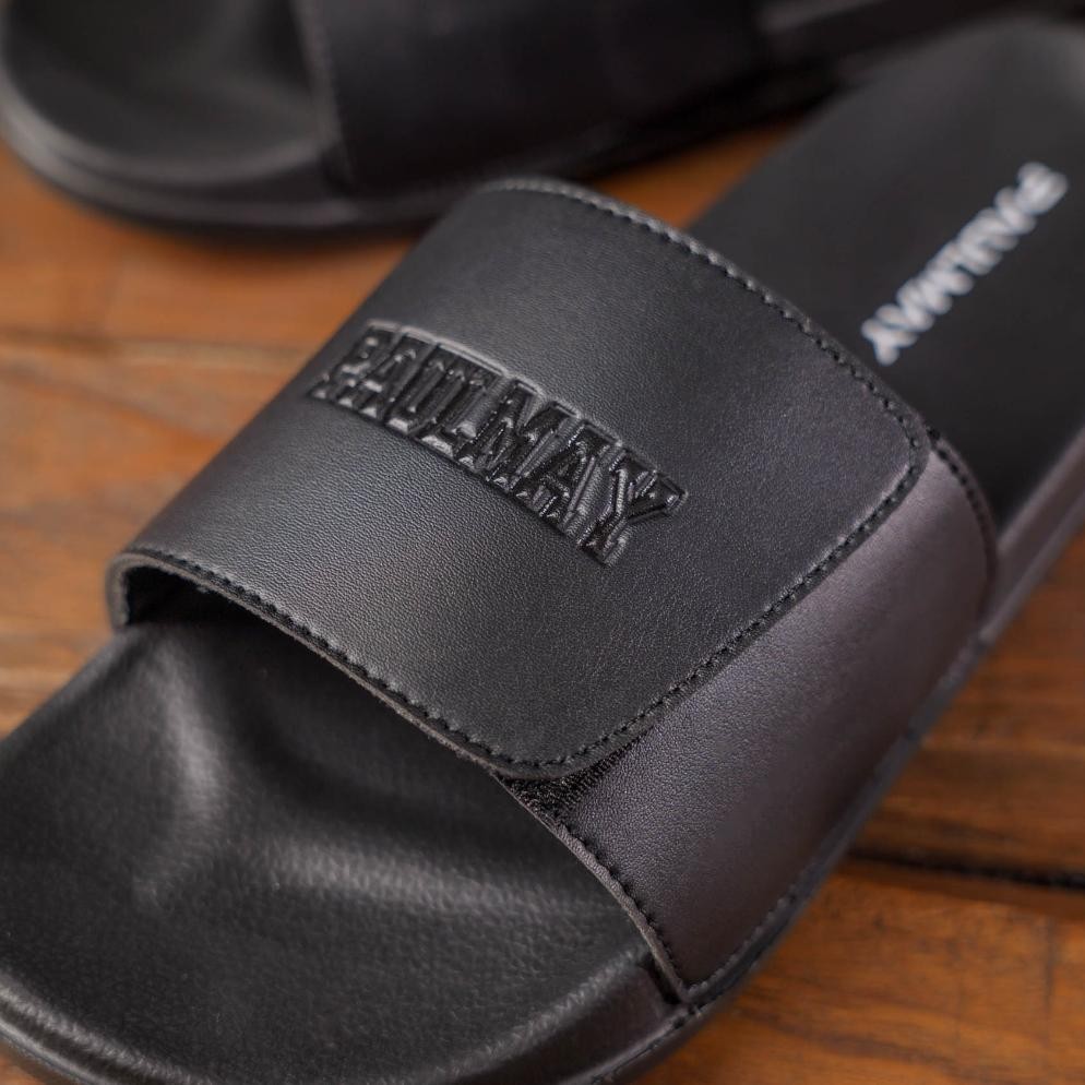Gratis Ongkir Extra Paulmay Sandal Slide Unisex Slippers Strap Black Original