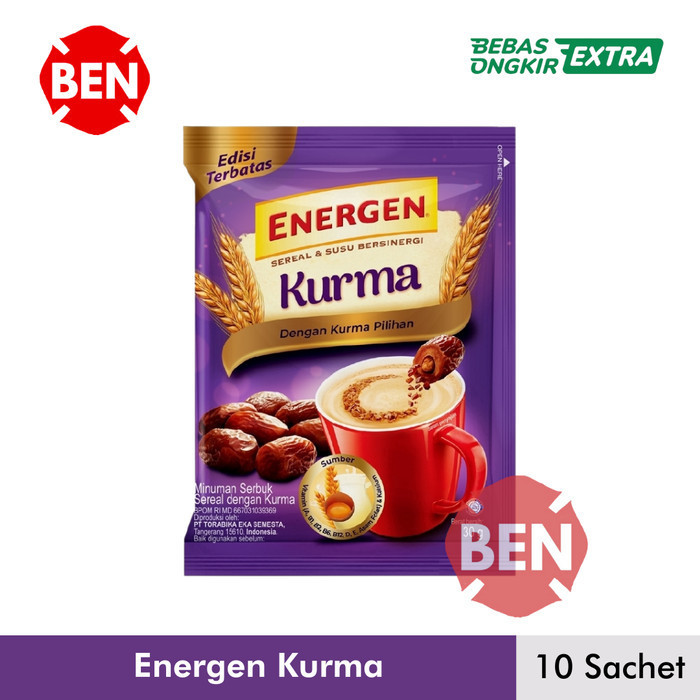 

Limited! Energen Kurma 1 Renceng 10 Sachet Pcs - Sereal Ungu 2000 Lebaran Dus New