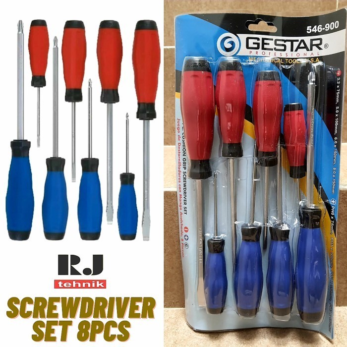 TERMURAH - Gestar Crossman Obeng Mechanical Tool Screwdriver Set 8pcs