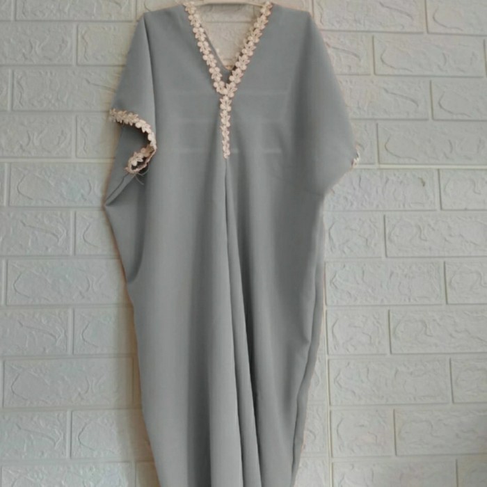 Promo Dress Kaftan Anak Perempuan Renda Usia 0-9 Tahun (Abu Muda) - Abu Muda, XL 8-9 Tahun Mewah 202