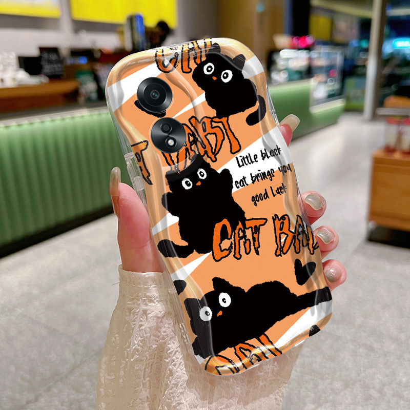 Casing Hp OPPO A58 4G A78 4G Case HP pola anjing hitam kecil kucing hitam kecil Casing ganda baru pe