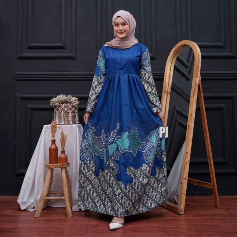 Batik_Inaya_Gamis - BAJU GAMIS BATIK WANITA TERBARU KEKINIAN - GAMIS BATIK JUMBO - MS GAMIS SRIWEDAR