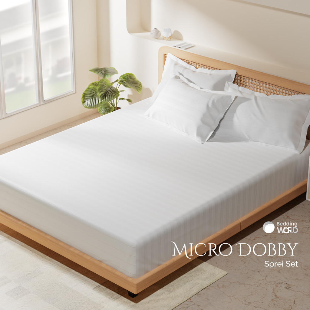 Promo Sprei hotel micro dobby salur putih premium tebal / sprei hotel putih dolby salur / sprei puti