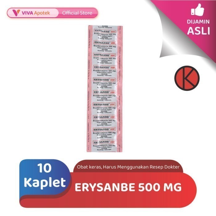Erysanbe 500 mg / Erytromycin / Antibiotik (10 Kaplet)