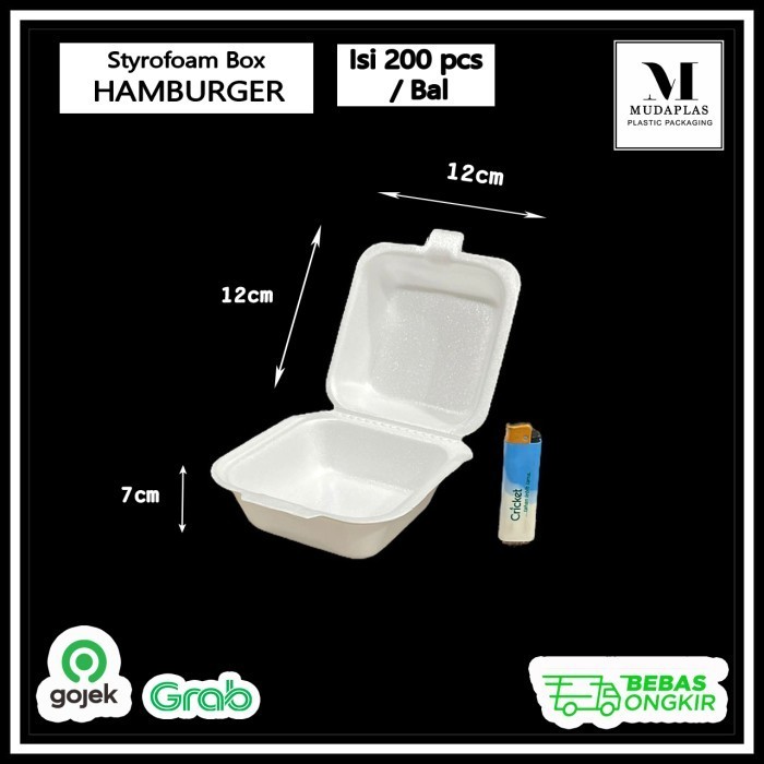 

><><><] Styrofoam Box Burger / Sterofoam Gabus Kotak Hamburger isi 200 pcs