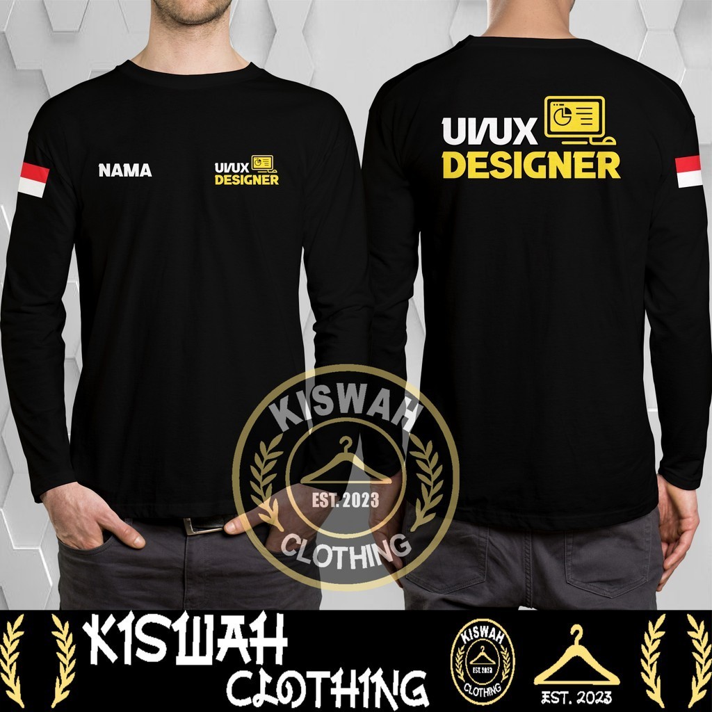 Kaos Tshirt UI UX Designer Gratis Nama Kamu DB Lengan Panjang DB Kaos Distro