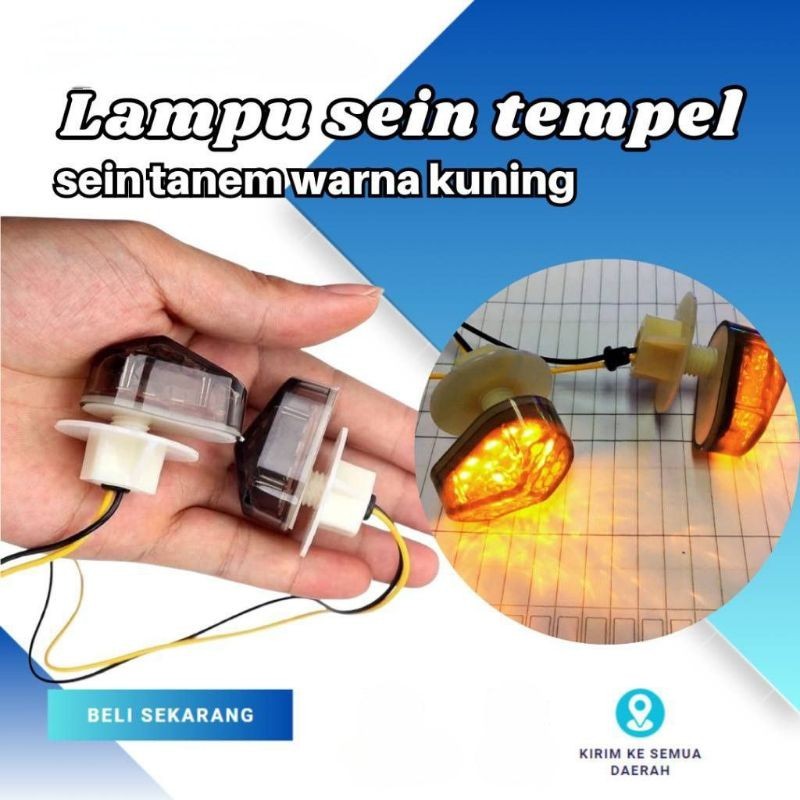 COD Sepasang Lampu Sein Tempel MINI Kedip Kuning Sen Motor Universal