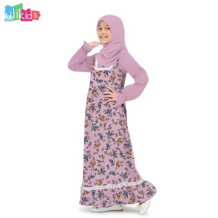 promo Ulikids Set baju Gamis Anak Perempuan Muslim Mewah Korea style