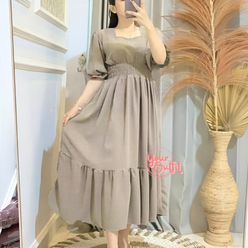 Homedress Daster Smok Crinkle Airflow Kerut Dada Jumbo LD 120cm