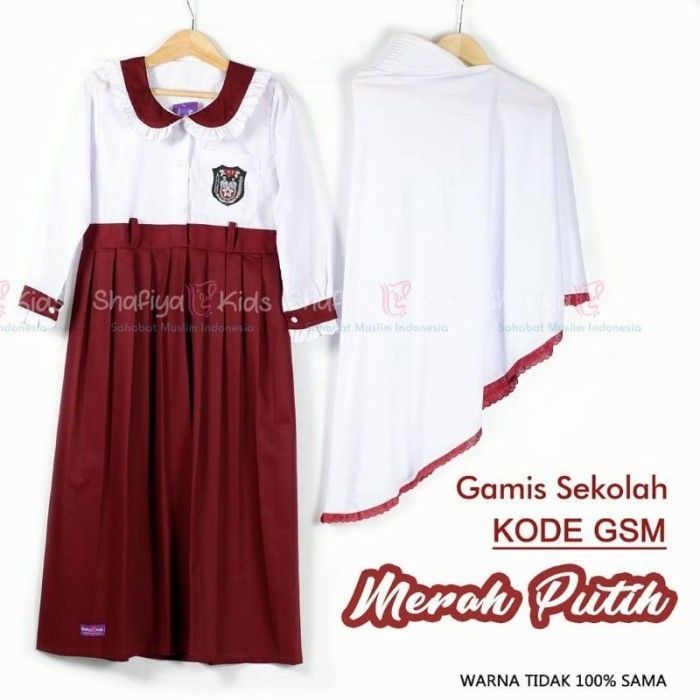 promo Seragam SD Merah Putih Model Gamis Brand Shafiya Kids