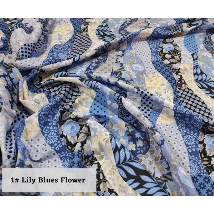 

Kain Print Bunga Sutra / Woolpeach - Lily Blues Flower (Per 0,5 Meter) Pengiriman Cepat