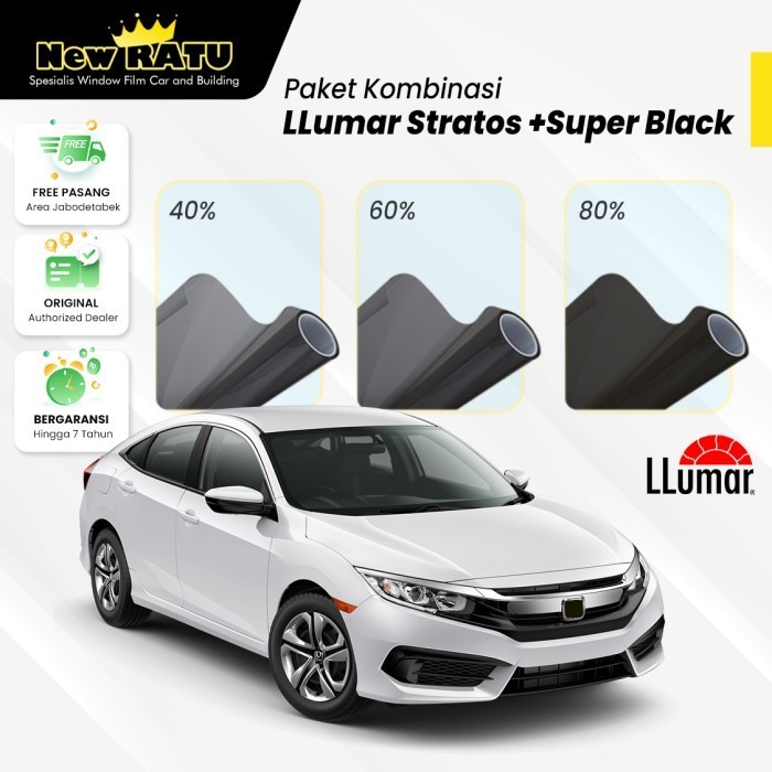 kaca film llumar kombinasi tipe stratos + superblack