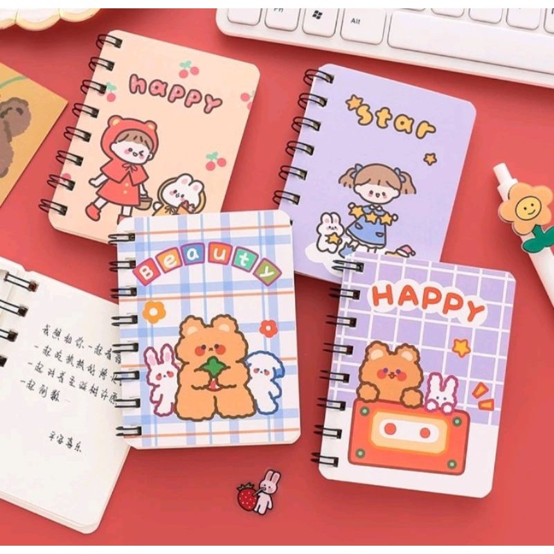 

NOTEBOOK MINI KARAKTER LUCU A7 / BUKU KECIL KARAKTER LUCU RING 8