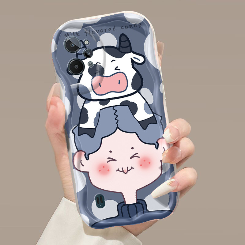 Casing Hp Realme C31 Case pola sapi dan perempuan Softcase tahan guncangan baru pelindung Kesing HP 