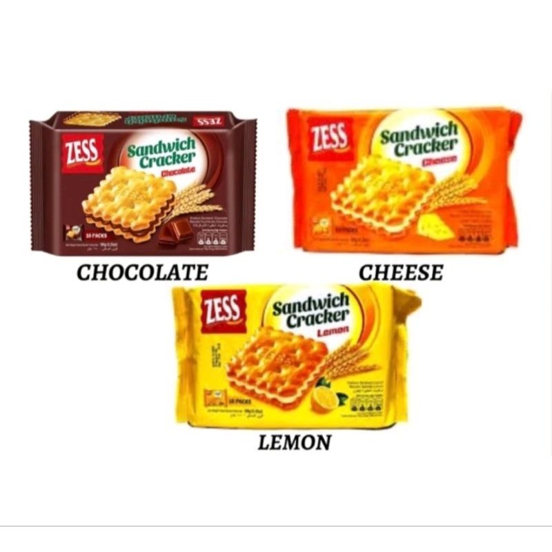 

Biscuit Zess Sandwich Cracker / Chocolate/ lemon / Cheese ( isi 10pack) Exp 2025 HALAL