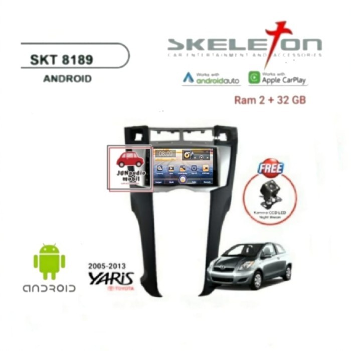 Populer Head Unit Android Skeleton 7 Inch OEM Yaris Bakpao 2005 Up + Kamera