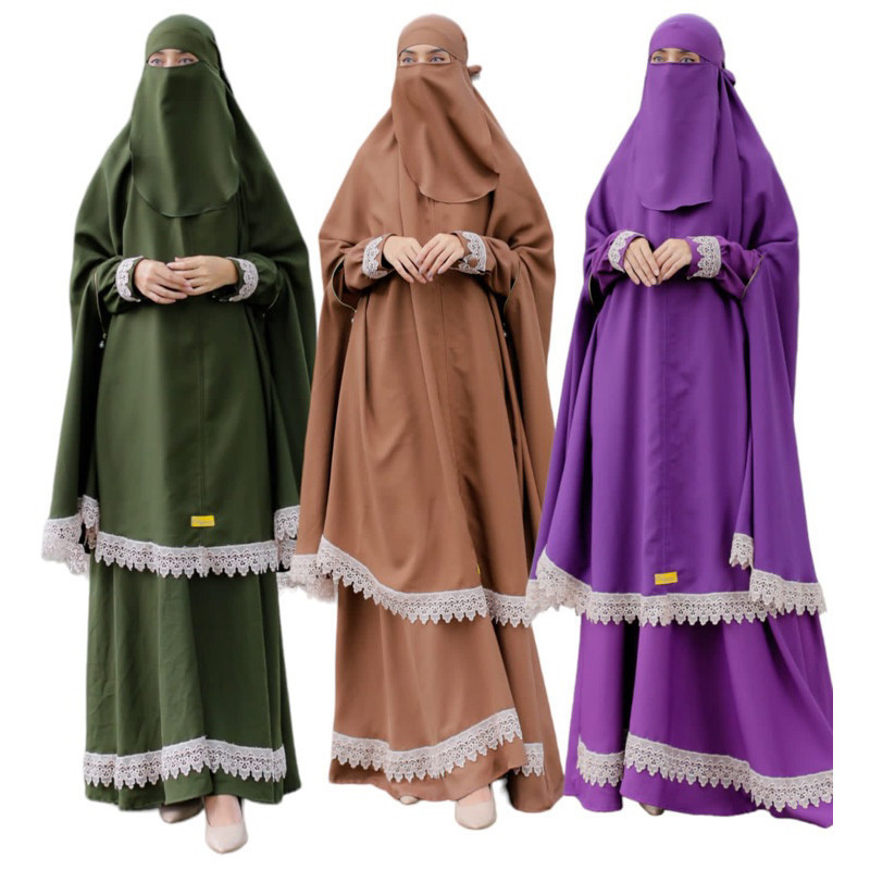 NEW PREMIUM DAILY HIJAB Resilia Set Syari Gamis Cadar khimar Bolong Long jilbab Overhead Renda