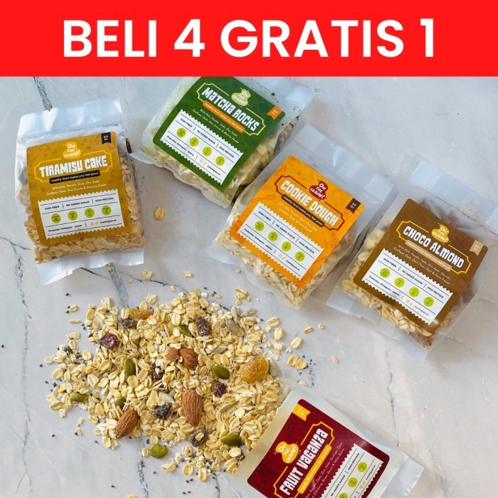 

BERKUALITAS 5pcs ON THE GRAIN Overnight / Instant Oats - Healthy Breakfast / Snack