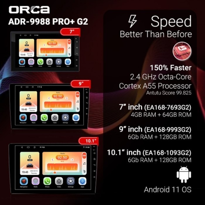 Orca Adr 9988 Pro Plus Gen 2 Head Unit Android Plus Dvr 2 Channel